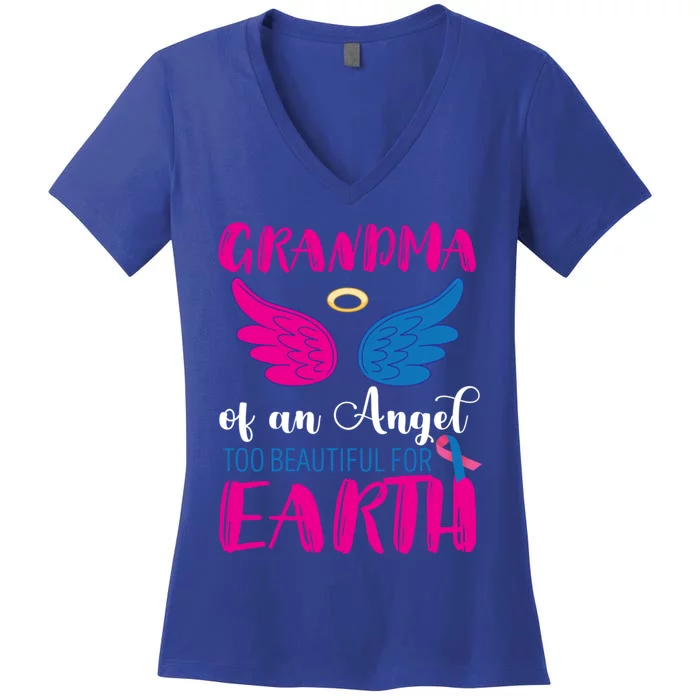 Grandma Of An Angel Miscarriage Awareness Infant Loss Gift Women's V-Neck T-Shirt