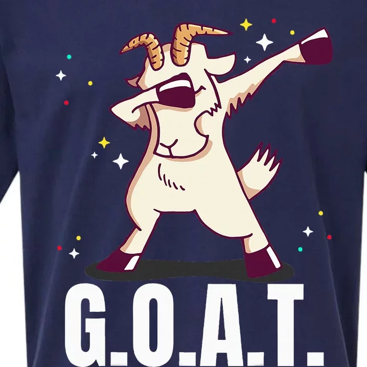 Greatest Of All Time G.O.A.T. Funny Goat Dab Dancing Design Sueded Cloud Jersey T-Shirt