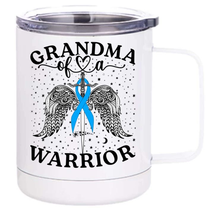 Grandma Of A Warrior Prostate Cancer Awareness Support Squad Gift Front & Back 12oz Stainless Steel Tumbler Cup