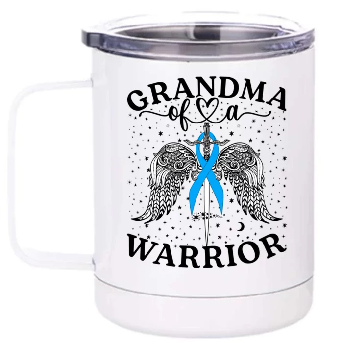 Grandma Of A Warrior Prostate Cancer Awareness Support Squad Gift Front & Back 12oz Stainless Steel Tumbler Cup