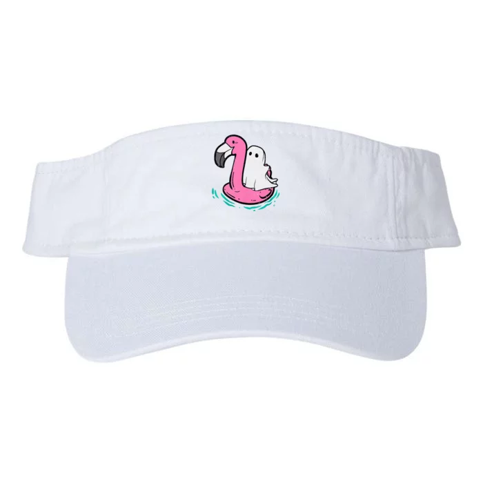 Ghost On A Pool Funny Spooky Summer Summerween Valucap Bio-Washed Visor