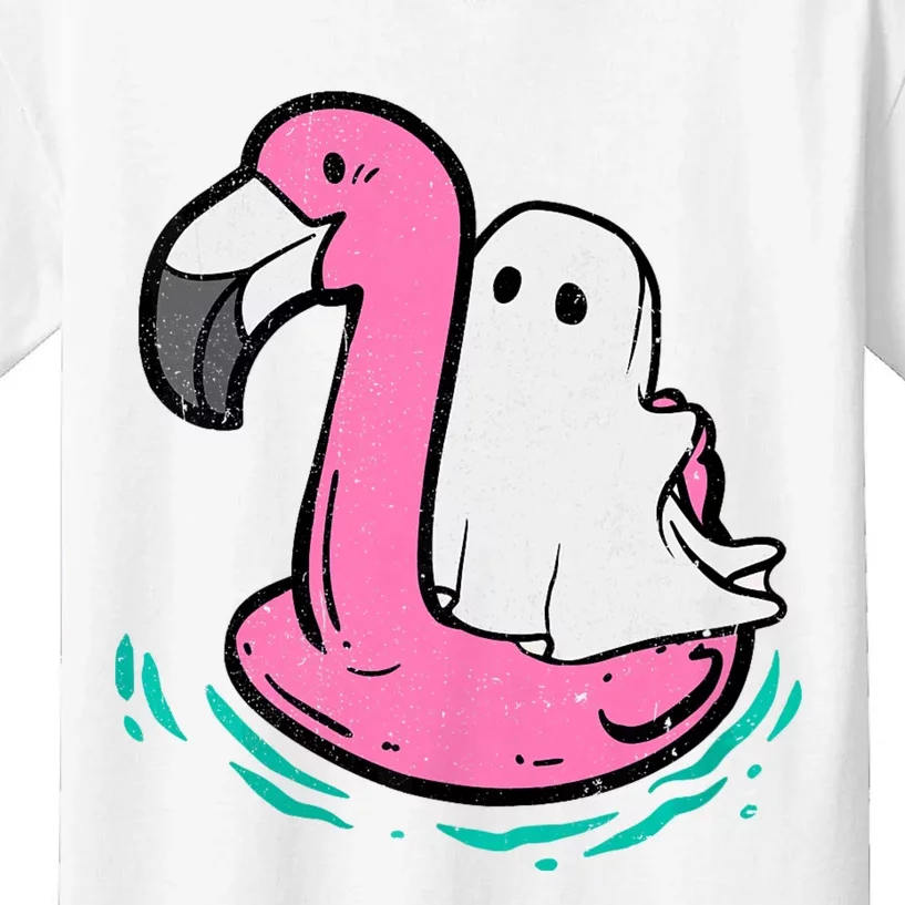 Ghost On A Pool Funny Spooky Summer Summerween Kids T-Shirt