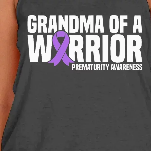 Grandma of a Warrior NICU Prematurity Awareness Women's Knotted Racerback Tank