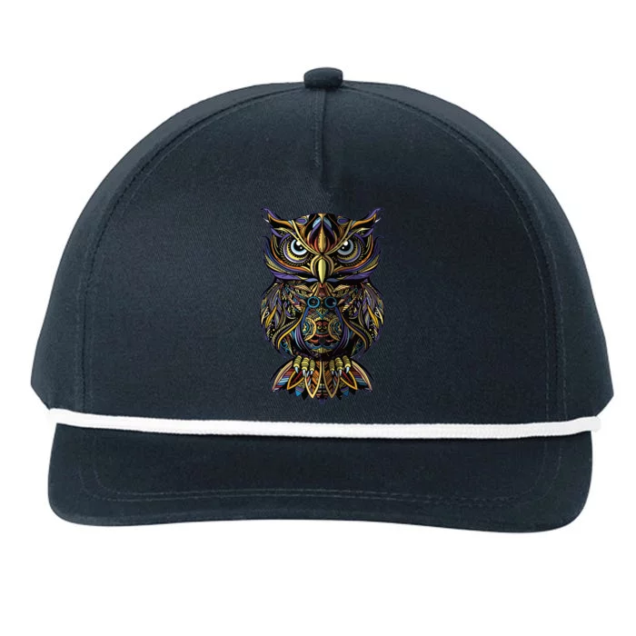 Geometric Owl Artistic Wise Angry Nocturnal Bird Men Women Snapback Five-Panel Rope Hat