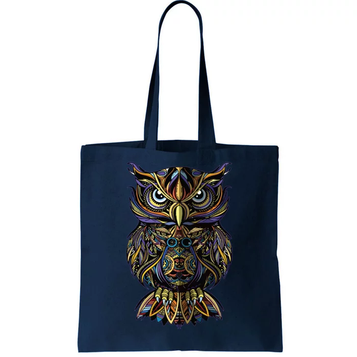 Geometric Owl Artistic Wise Angry Nocturnal Bird Men Women Tote Bag