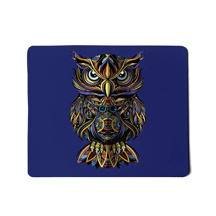 Geometric Owl Artistic Wise Angry Nocturnal Bird Men Women Mousepad