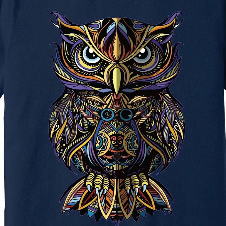 Geometric Owl Artistic Wise Angry Nocturnal Bird Men Women Premium T-Shirt