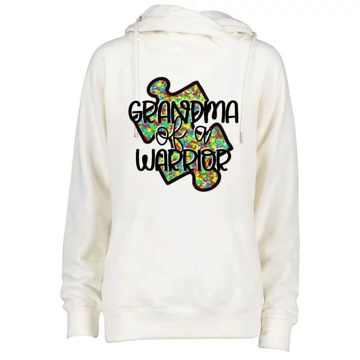 Grandma Of A Warrior Autism Awareness Acceptance Gift Great Gift Womens Funnel Neck Pullover Hood