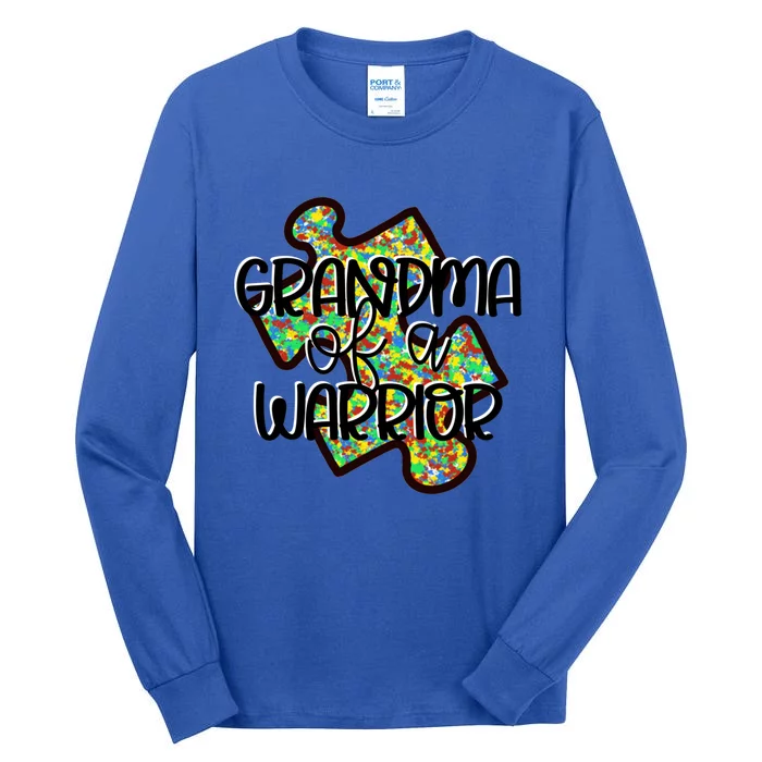 Grandma Of A Warrior Autism Awareness Acceptance Gift Great Gift Tall Long Sleeve T-Shirt