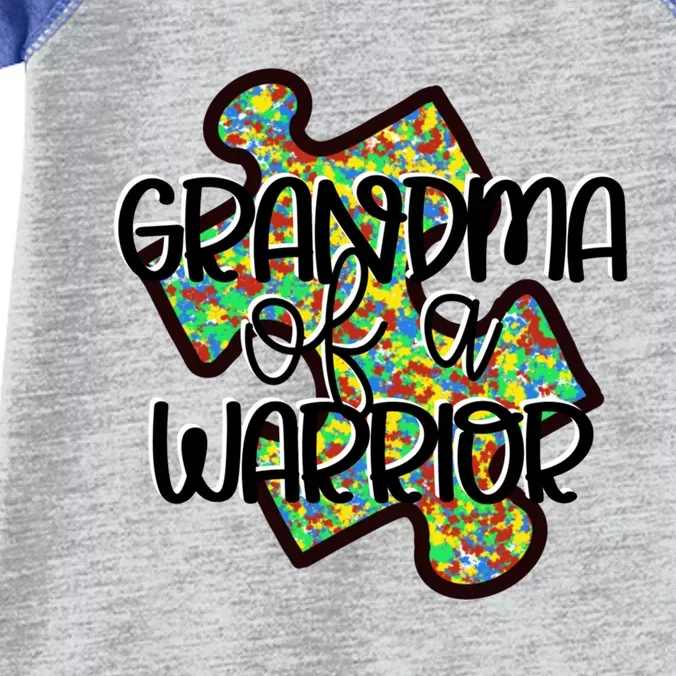 Grandma Of A Warrior Autism Awareness Acceptance Gift Great Gift Infant Baby Jersey Bodysuit