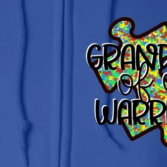 Grandma Of A Warrior Autism Awareness Acceptance Gift Great Gift Full Zip Hoodie