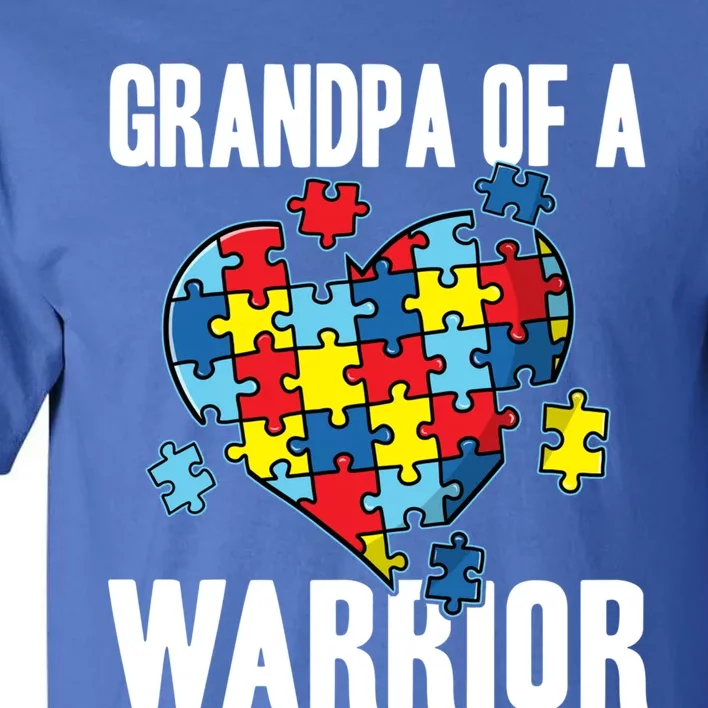 Grandpa Of A Warrior Cute Autism Awareness Puzzle Gift Tall T-Shirt