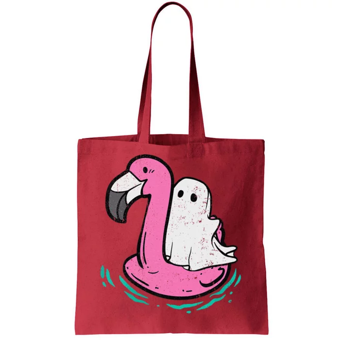 Ghost On A Pool Funny Spooky Summer Summer Ween Tote Bag