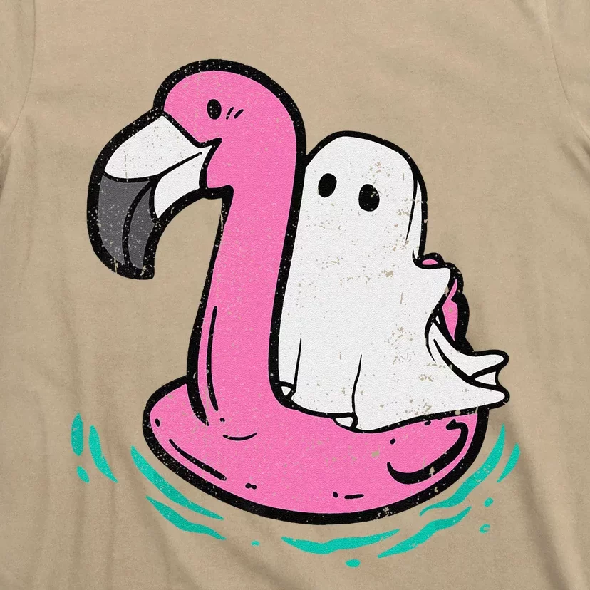 Ghost On A Pool Funny Spooky Summer Summer Ween T-Shirt