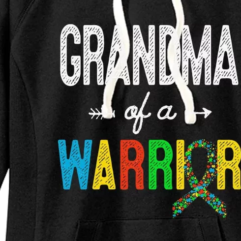 Grandma Of A Warrior Autism Awareness Support Women's Fleece Hoodie