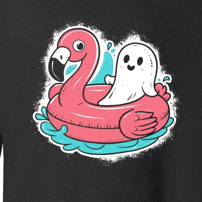 Ghost On A Pool Funny Spooky Summer Summerween Halloween Toddler Sweatshirt