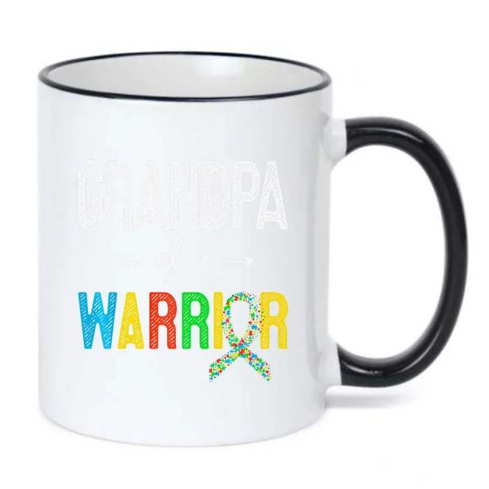 Grandpa Of A Warrior Autism Awareness Support Black Color Changing Mug