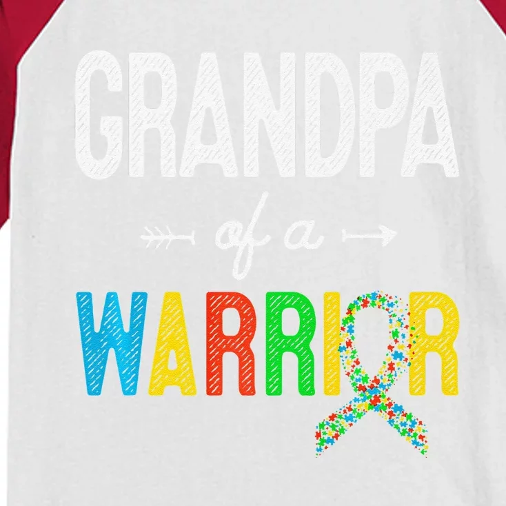 Grandpa Of A Warrior Autism Awareness Support Kids Colorblock Raglan Jersey