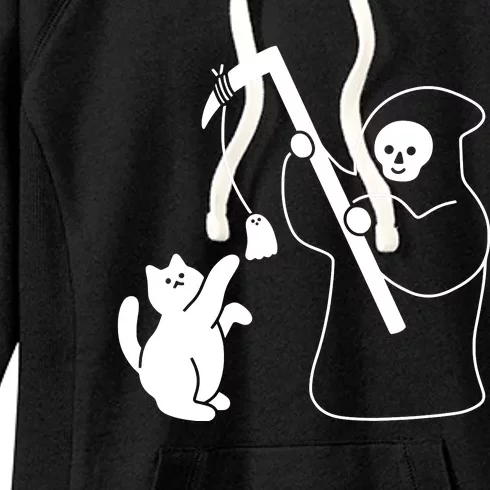 GHOST ON A STRING CAT TOY Women's Fleece Hoodie