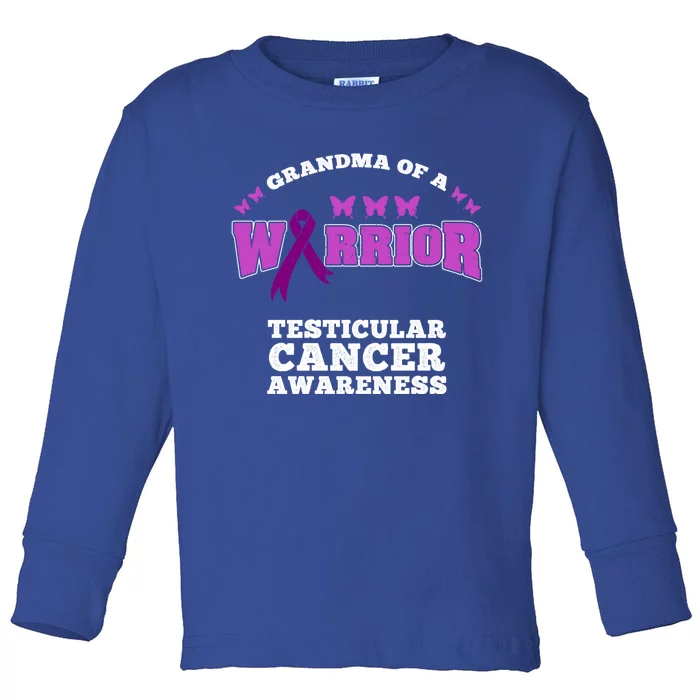 Grandma Of A Warrior Testicular Cancer Awareness Gift Toddler Long Sleeve Shirt