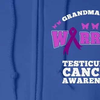 Grandma Of A Warrior Testicular Cancer Awareness Gift Full Zip Hoodie