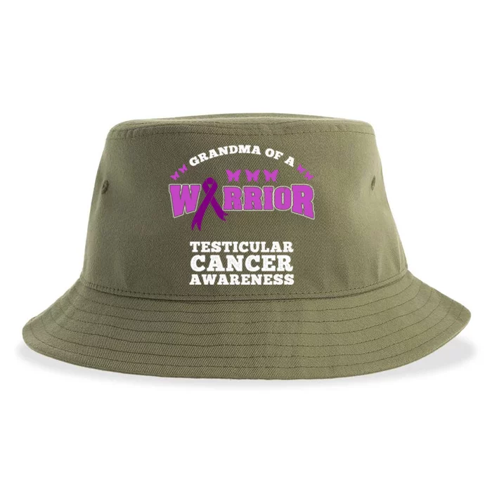 Grandma Of A Warrior Testicular Cancer Awareness Gift Sustainable Bucket Hat