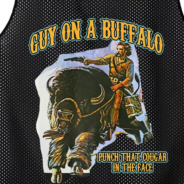 Guy On A Buffalo Punch That Cougar In The Face Mesh Reversible Basketball Jersey Tank