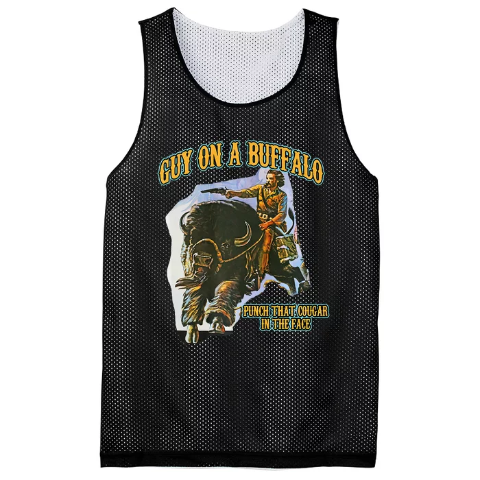 Guy On A Buffalo Punch That Cougar In The Face Mesh Reversible Basketball Jersey Tank