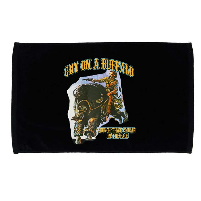 Guy On A Buffalo Punch That Cougar In The Face Microfiber Hand Towel