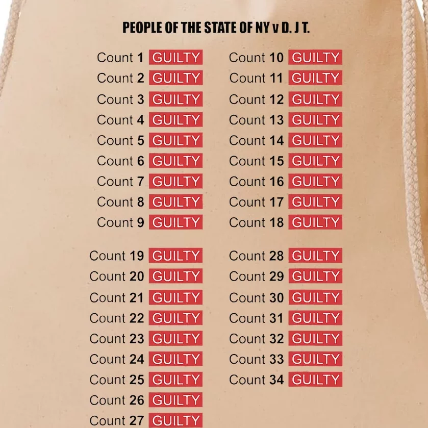 Guilty On All 34 Counts Drawstring Bag