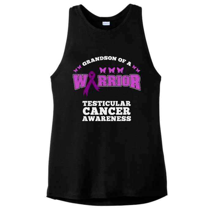 Grandson Of A Warrior Testicular Cancer Awareness Funny Gift Ladies Tri-Blend Wicking Tank