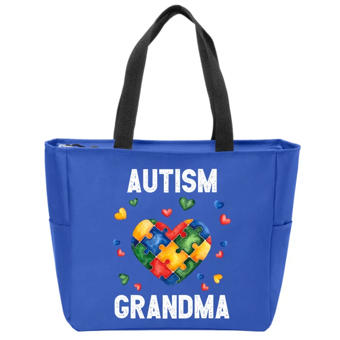 Grandma Of A Warrior Proud Grandma Autism Gift Zip Tote Bag