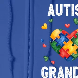 Grandma Of A Warrior Proud Grandma Autism Gift Full Zip Hoodie