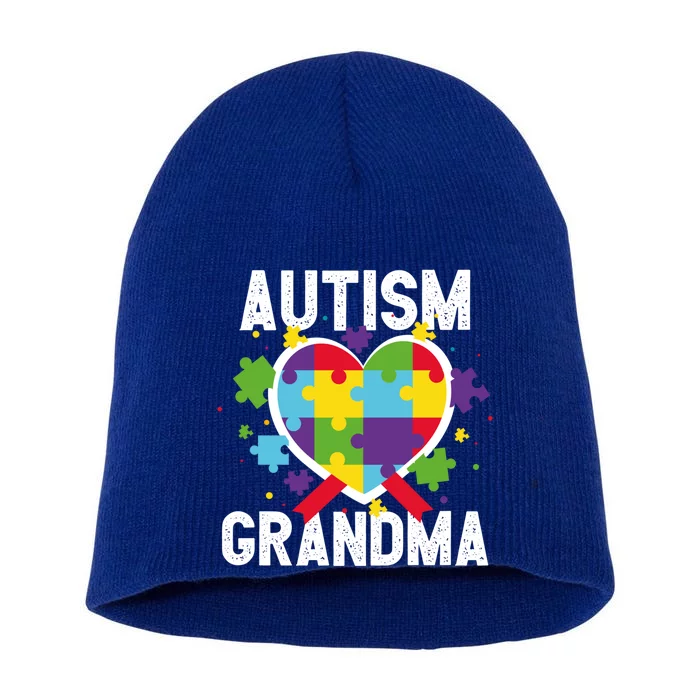 Grandma Of A Warrior Proud Grandma Autism Cute Gift Short Acrylic Beanie