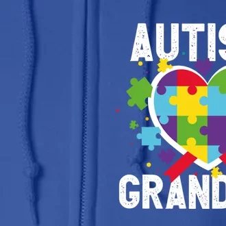 Grandma Of A Warrior Proud Grandma Autism Cute Gift Full Zip Hoodie