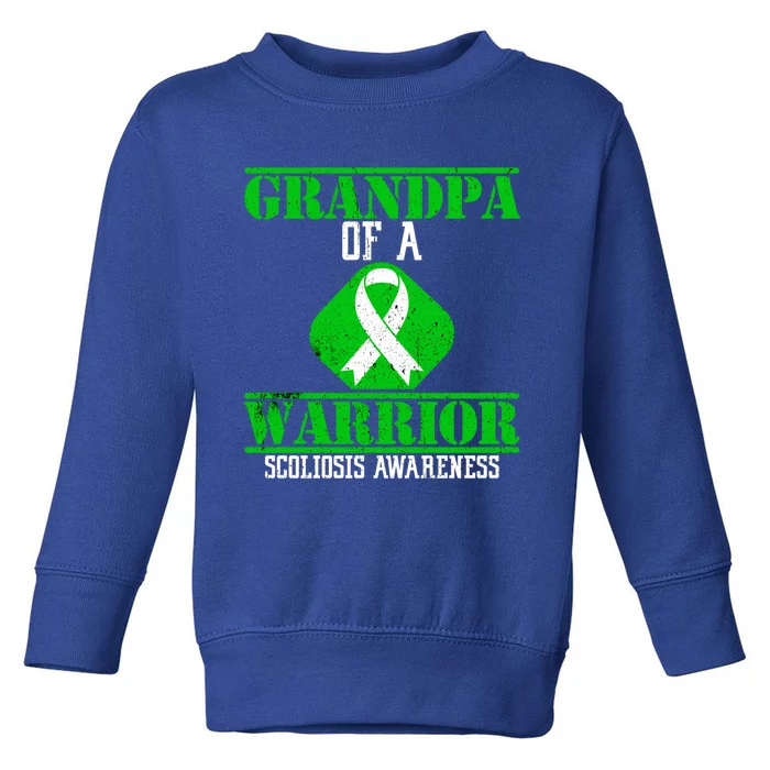 Grandpa Of A Scoliosis Warrior Vintage Scoliosis Awareness Gift Toddler Sweatshirt