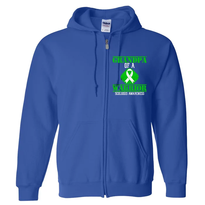 Grandpa Of A Scoliosis Warrior Vintage Scoliosis Awareness Gift Full Zip Hoodie