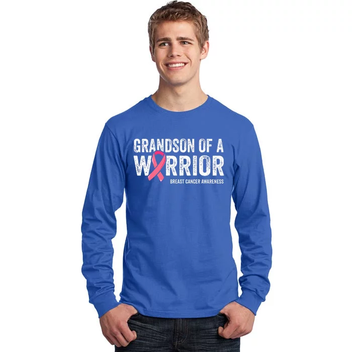 Grandson Of A Warrior Grandma Breast Cancer Matching Tall Long Sleeve T-Shirt