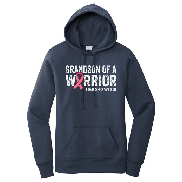 Grandson Of A Warrior Grandma Breast Cancer Matching Women's Pullover Hoodie