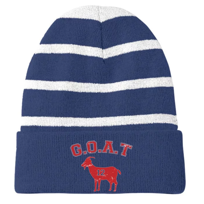 Goat 12 New England Football Fan Striped Beanie with Solid Band