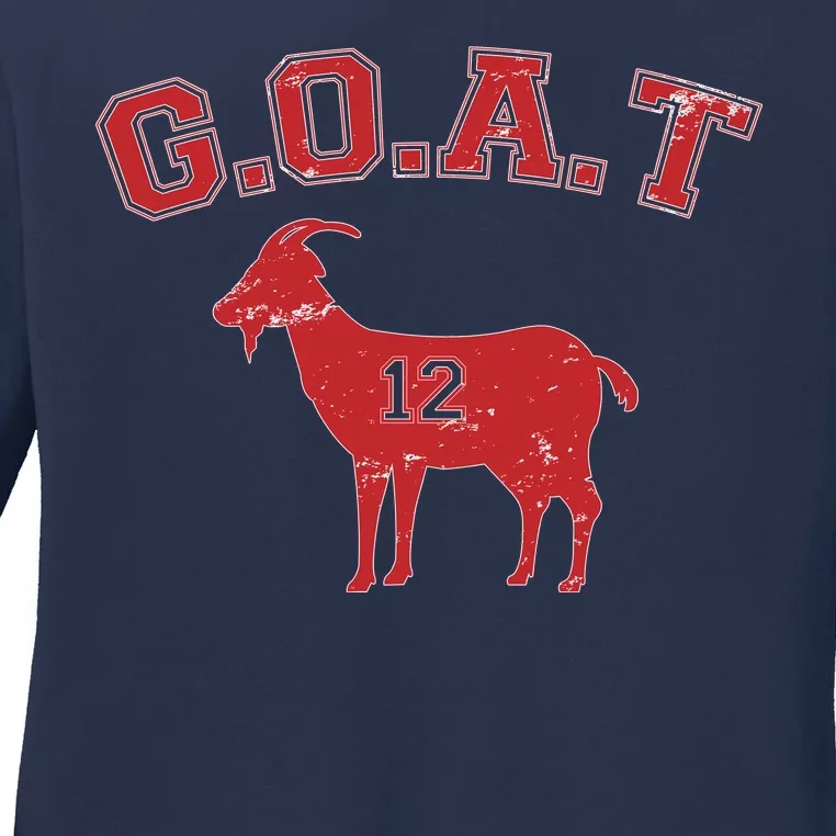 Goat 12 New England Football Fan Ladies Long Sleeve Shirt