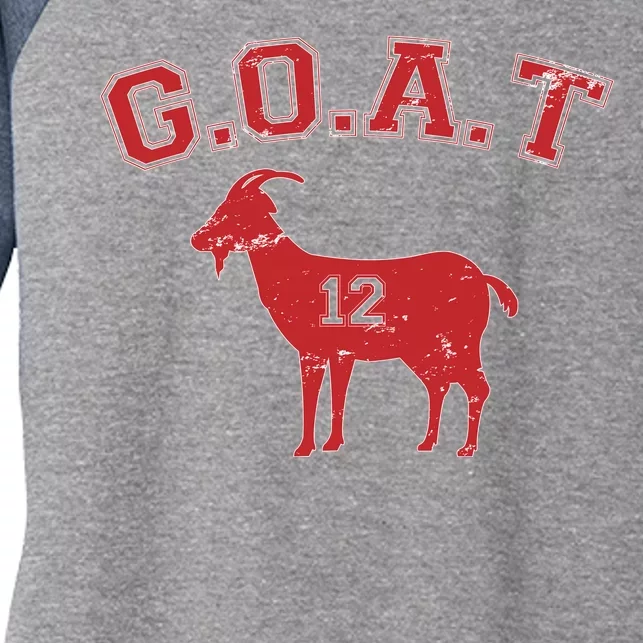 Goat 12 New England Football Fan Women's Tri-Blend 3/4-Sleeve Raglan Shirt