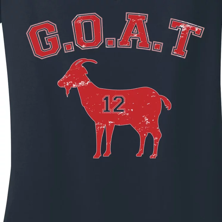 Goat 12 New England Football Fan Women's V-Neck T-Shirt