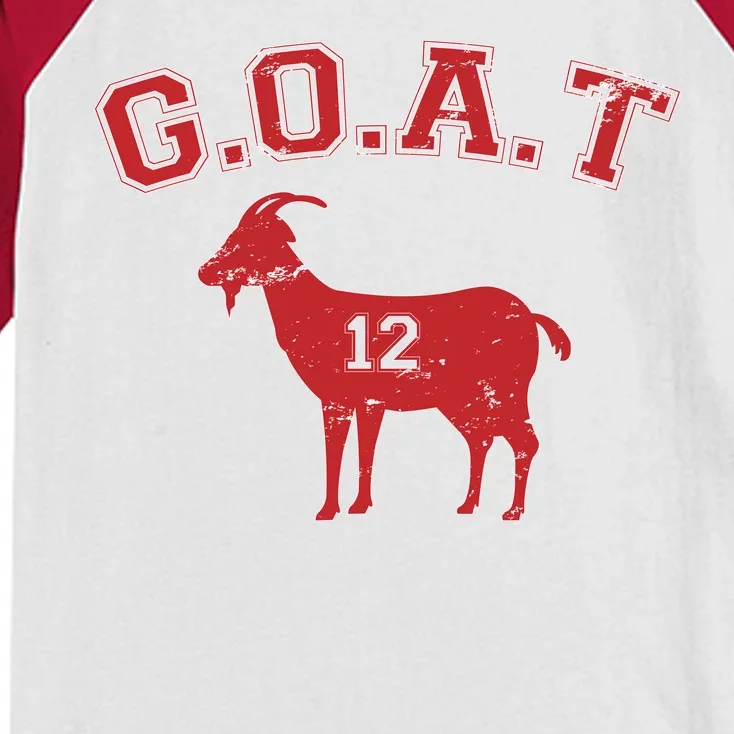 Goat 12 New England Football Fan Kids Colorblock Raglan Jersey