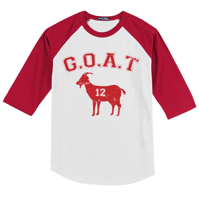 Goat 12 New England Football Fan Kids Colorblock Raglan Jersey