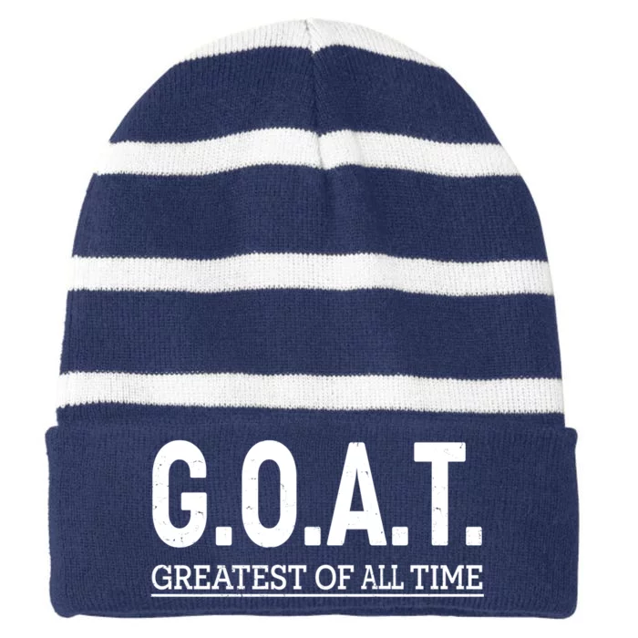 GOAT Greatest Of All Time Striped Beanie with Solid Band