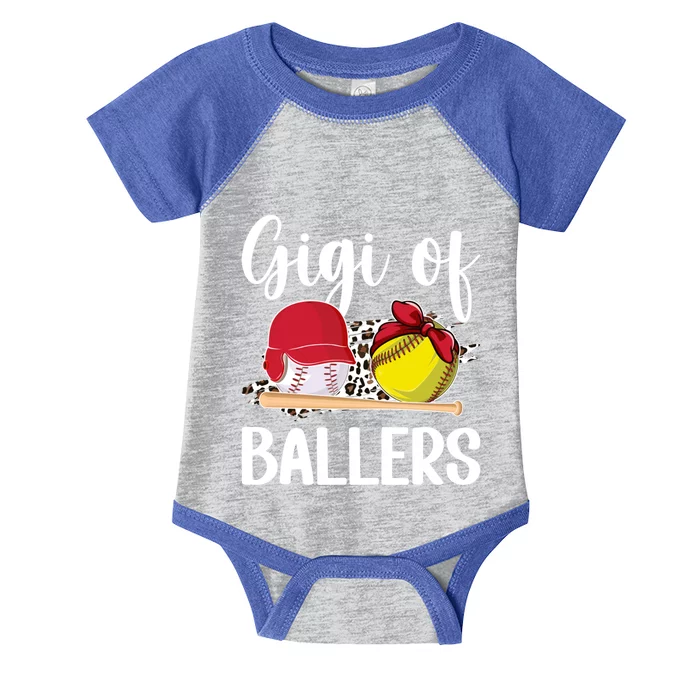 Gigi Of Ballers Leopard Softball Baseball Gigi Grandma Gift Infant Baby Jersey Bodysuit