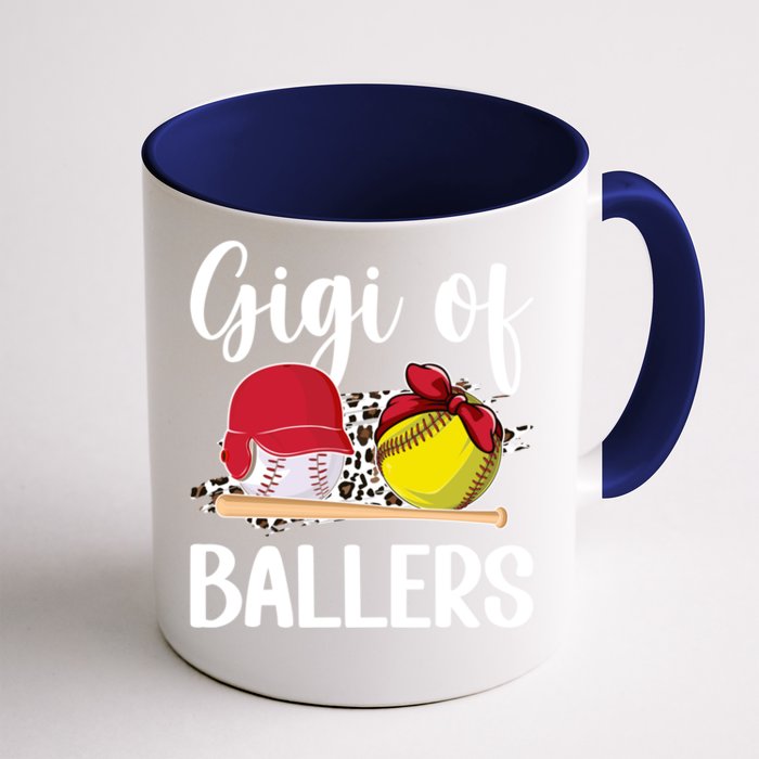 Gigi Of Ballers Leopard Softball Baseball Gigi Grandma Gift Front & Back Coffee Mug