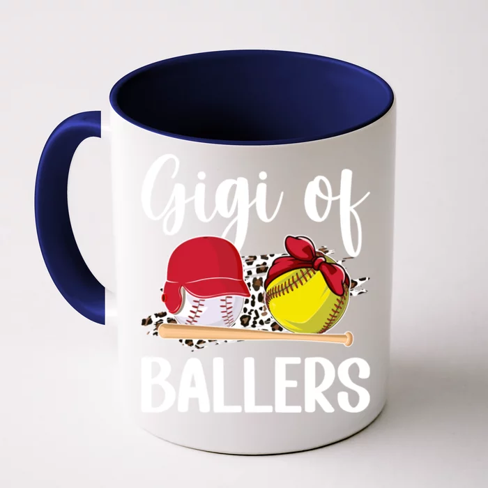 Gigi Of Ballers Leopard Softball Baseball Gigi Grandma Gift Front & Back Coffee Mug