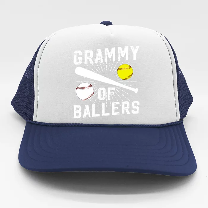 Grammy Of Ballers Baseball Softball Grammy Grandma Gift Trucker Hat